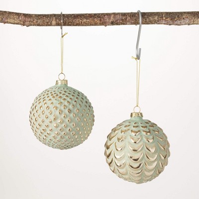 4"H Sullivans Modern Gold Ornament - Set of 2  Multicolored Christmas Ornaments