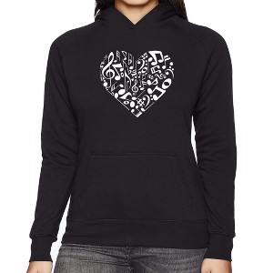 LA Pop Art Women's Word Art Hooded Sweatshirt - Heart Notes - 1 of 4