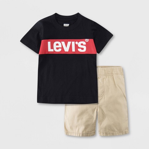 Levi's® Toddler Boys' 2pc Knit Short Sleeve T-shirt And Woven Pull-on ...