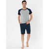 Lars Amadeus Mens Summer Solid Raglan Short Sleeve Shirt and Shorts Lounge Pajama Set - 2 of 4