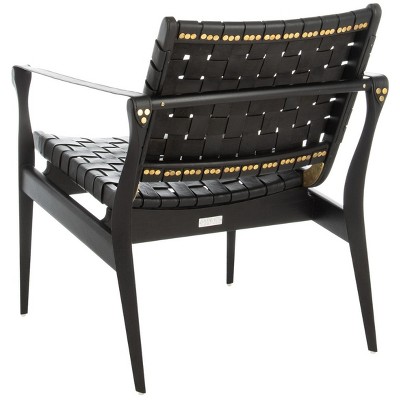 Black Mahogany Leather Safari Accent Chair 25"