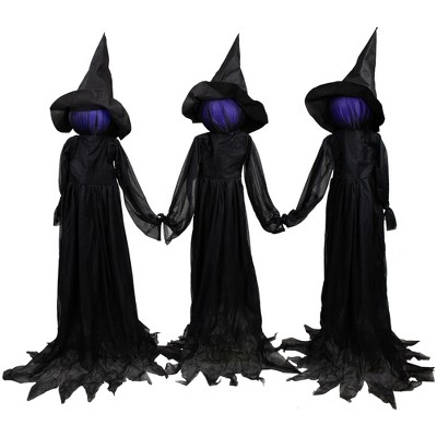 Northlight 4' Lighted Faceless Witch Trio Outdoor Halloween Stakes : Target