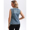 INSPIRE CHIC Women's V Neck Patch Pockets Button Down Sleeveless Denim Vest - 4 of 4