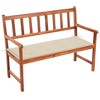 vidaXL Outdoor Patio Bench Wooden Garden Bench with Cushion Solid Wood Acacia - Cream 47.2" x 19.7" x 1.6" - 2 of 4