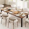 Dining Table, Rectangular Table with Wave Irregular Edge, Thick MDF Top, Sturdy Metal Frame, Waterproof, Scratch-Resistant - 3 of 4