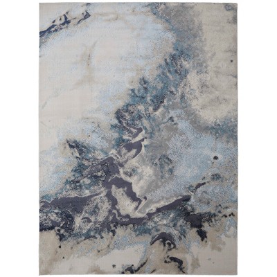 Astra Transitional Abstract Blue/Gray/Ivory Area Rug