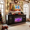 Garvee Farmhouse TV Stand with 36" Fireplace for 80 Inch, Entertainment Center with LED Lights and Storage, Wooden Media Cabinet with Glass Door - 4 of 4