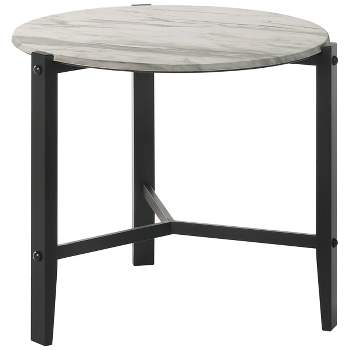 Tandi Round End Table with Faux Marble Top White/Black - Coaster