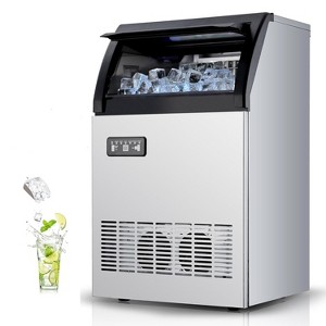 Garvee Commercial Ice Maker Machine 155lbs/24H, Stainless Steel Under Counter ice Machine with Large Storage, Single Water Inlet, Silver - 1 of 4