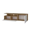 Vynxaria Modern TV Stand with Drop-Down Door, Hinged Door, Open Shelves, Cable Management, Natural Oak and White, 17.3" H x 63.3" W x 15.7" D - 2 of 4