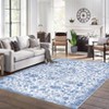 Washable Vintage Floral Rug Non Slip Low Pile Rug Soft Throw Floor Cover Foldable Indoor Carpet for Living Room Bedroom - 2 of 4
