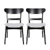 Set of 2 Dining Chairs Upholstered Chairs Accent Chairs Armless Chairs with Curved Back, Mid-Century Modern, Black+Light Gray-Merax - 4 of 4