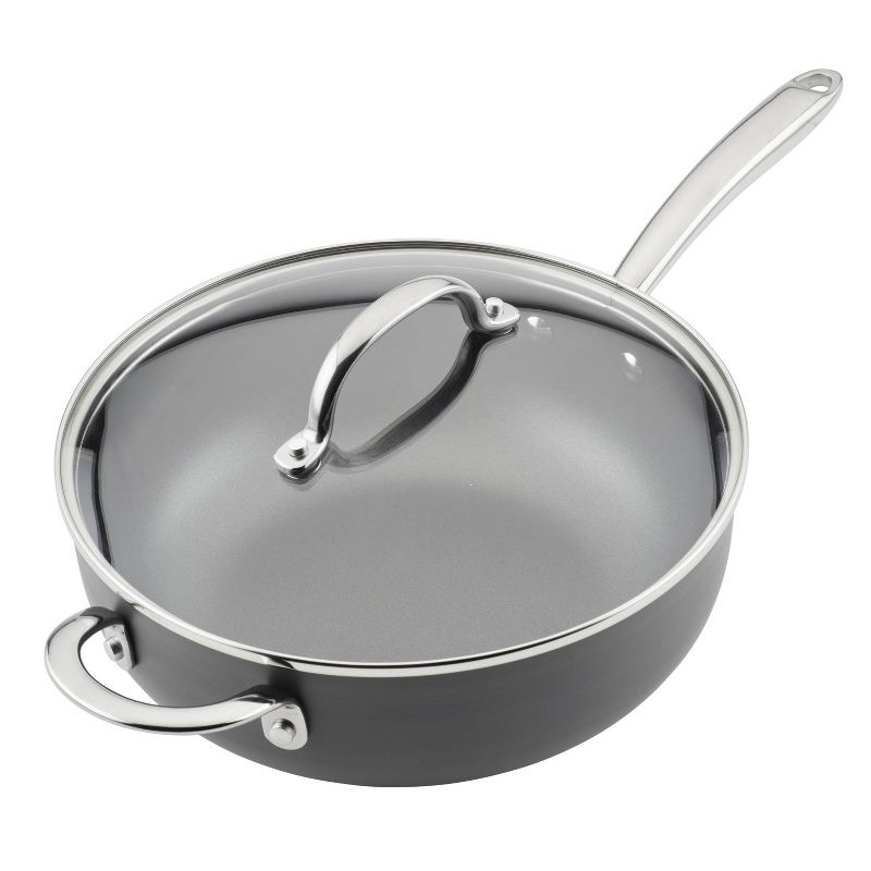 Rachael Ray 4qt Hard Anodized Nonstick Saucier Saucepan with Helper Handle and Lid Gray, 6 of 9