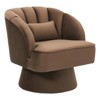 Modern Swivel Barrel Accent Chair, 360 Degree Velvet Upholstered Armchair with Striped Backrest & Plush Padding - 2 of 4