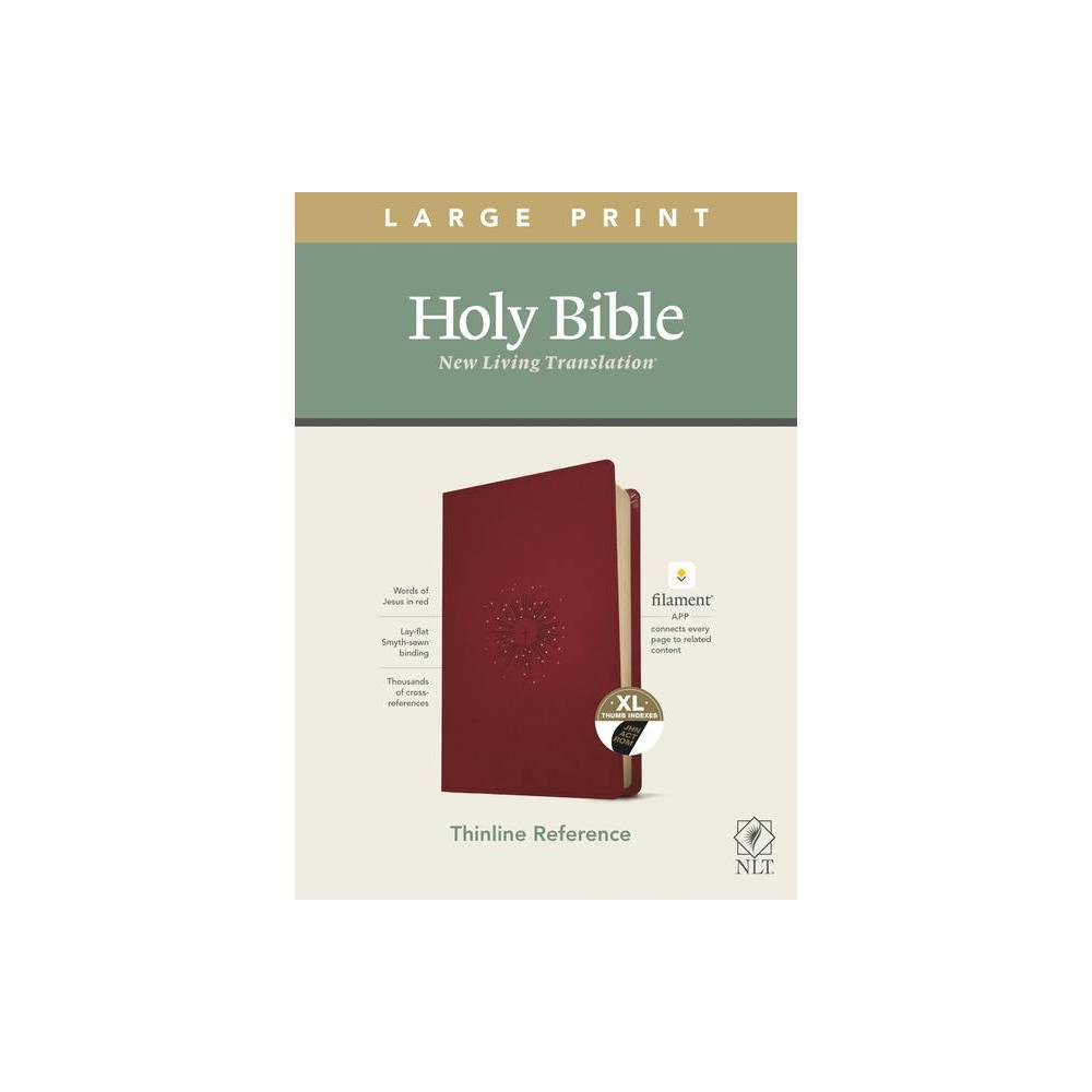 NLT Large Print Thinline Reference Bible, Filament Enabled Edition (Red Letter, Leatherlike, Berry, Indexed) - (Leather Bound)
