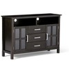 53" Solid Wood Tall Wide TV Media Stand with Handcrafted Finish, Cord Management, and Tempered Glass Doors for Living Room and Bedroom - 2 of 4