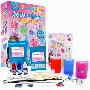 LIVEVIE Crystal Growing Jewelry Kit – DIY 6 Sparkling Pieces for Kids, Fun Science & Creative Learning - 1 of 4