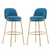 Set of 2 Bar Stools with Gold Metal Frame, Upholstered Round Seat and Low Back for Kitchen Island or Home Bar-The Pop Home - 4 of 4