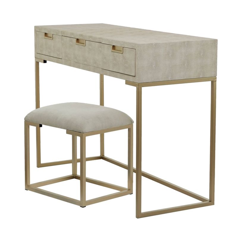 Contemporary Wood Console Table Dressing Table Desk with Mirror and Stool Set - Olivia & May, 3 of 10