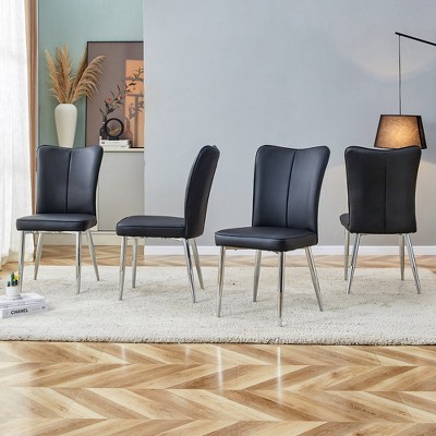 Set of 4 PU seats with silver metal legs