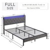 Bed With Storage Headboard, Charging Station And LED Lights, Upholstered Platform Bed Frame With Metal Slats, No Box Spring Needed, Gray - 4 of 4