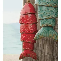 Wind & Weather Colored Porcelain Koi Fish Wind Chime - Red