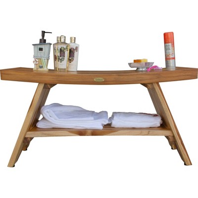 Serenity 37" Teak Spa Shower Bench with Storage Shelf