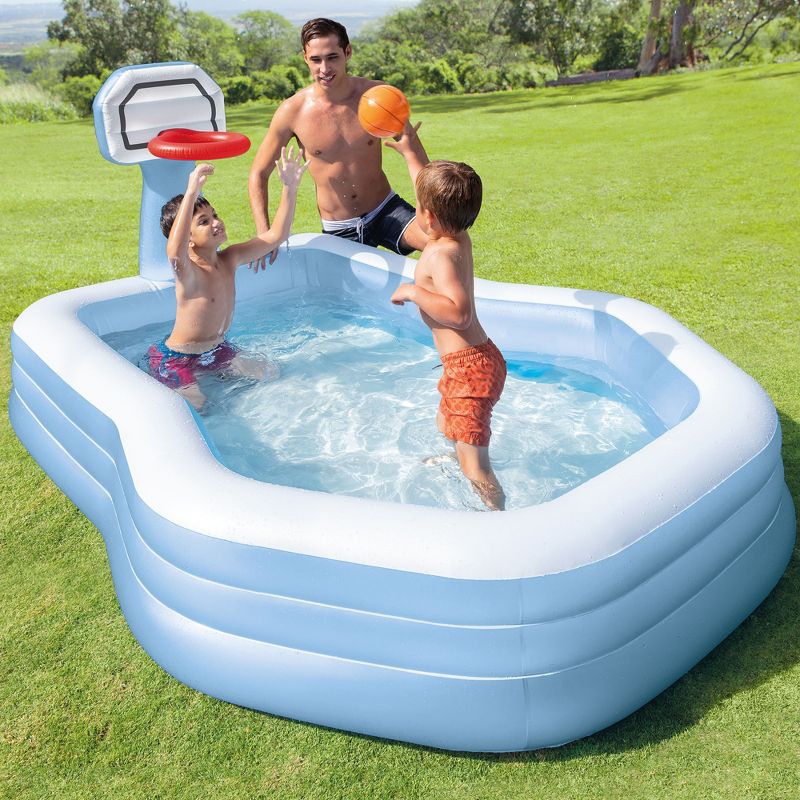 Intex 57183EP 101 Inch Swim Center Shootin' Hoops Inflatable Family Pool, Blue, 3 of 5
