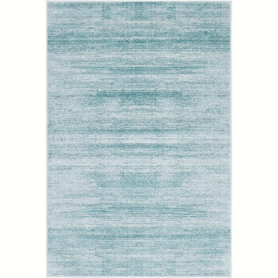 Turquoise 4' x 6' Stain-Resistant Synthetic Area Rug