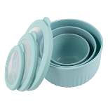 Set of 3 Bowls with Lids - Microwave, Freezer, and Fridge Safe Nesting Mixing Bowls - Eco-Conscious Kitchen Essentials by Classic Cuisine (Teal)