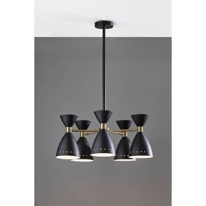 5-Head Oscar Pendant Black - Adesso: Mid-Century Modern, Adjustable, Overhead Island Lighting, ETL Listed - 1 of 3