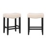 WestinTrends 24" Upholstered Saddle Seat Counter Stool (Set of 2), Black/Beige - 3 of 4