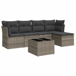 vidaXL Garden Sofa Set Gray PE rattan Large Adjustable Armrests - 1 of 4