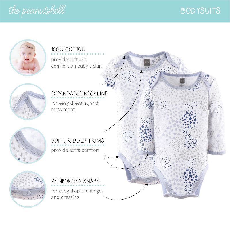 The Peanutshell Baby Girl or Boy Cotton  Layette Set or Gift Set, To The Moon, 23-Pieces, Blue/Gray, 0-3 Months, 4 of 9