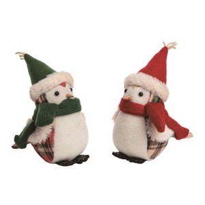 Transpac Plush Plaid Bird Sitter Set of 2 Christmas Home Decorations - 1 of 1