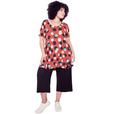 Avenue Women's Plus Size Winnie Tunic - 16, Chili Spots