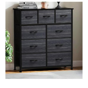 Fabric Dresser  with 9 Drawers ,Storage Organizer Unit for Living Room, Hallway ,Sturdy Steel Frame, Wooden Top - 1 of 4