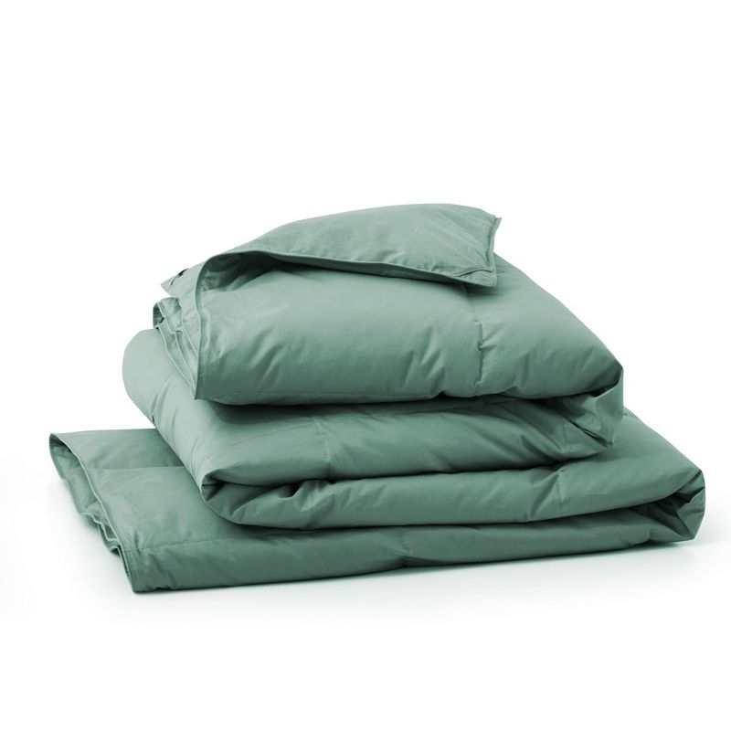 Puredown Organic Cotton Down Feather Comforter Duvet Insert, Green, 6 of 7