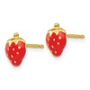 Black Bow Jewelry 8mm Red Strawberry Post Earrings in 14k Yellow Gold and Enamel - 2 of 4