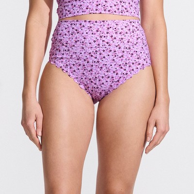 Lands' End Women's Tugless Scallop High Waisted Bikini Bottoms