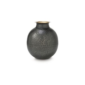 Signature Design by Ashley Woody 12" Metal Vase, Pewter & Gold Hammered Finish - 1 of 4