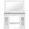Gulches 43.3" Vanity Desk with Large Mirror and Hollywood Bulbs, Modern Glass Top Makeup Vanity , Dressing Table ,Cabinets for Bedroom - 3 of 4