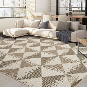 Geometric Diamond Washable Non Slip Area Rug Kitchen Runners for Laundry Room Retro Striped Indoor Rug - 1 of 4