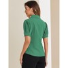 Allegra K Women's Puff Short Sleeve Collared Cotton Office Button Down Shirt - 4 of 4