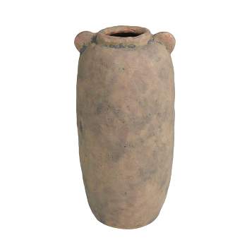 16'' x 8'' Ceramic Distressed Terracotta Vase Brown - Olivia & May