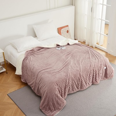 GustoWave Heated Blanket Throw - Soft Flannel Blanket with Controller, Fast Heating Machine Washable