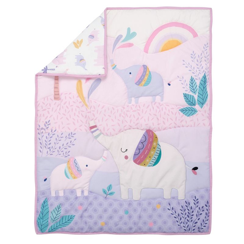 Bedtime Originals Elephant Dreams 3-Piece Pink Nursery Baby Crib Bedding Set, 3 of 11