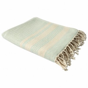 50" X 60"  Woven Cotton Striped Throw Blanket with Fringe - 1 of 4