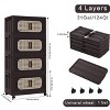 ORRD Retro Brown 20" Folding Storage Cabinet, 4-Tier Plastic Organizer with Wheels & Magnetic Doors - 4 of 4