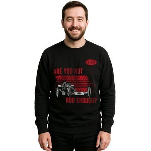 National Hot Rod Association NHRA Logo, Are you ROD enough?, NHRA Cars, Tire tracks on black Boys Crew Neck - 1 of 3